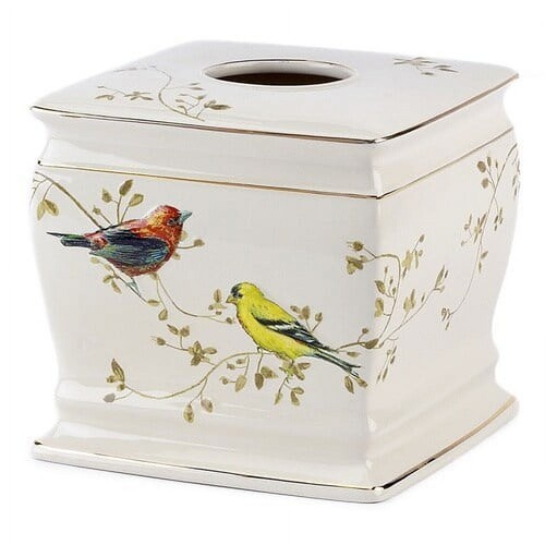 Ceramic Wastebasket Gilded Birds Collection Indoor Bathroom Accessories New - Picture 17 of 17