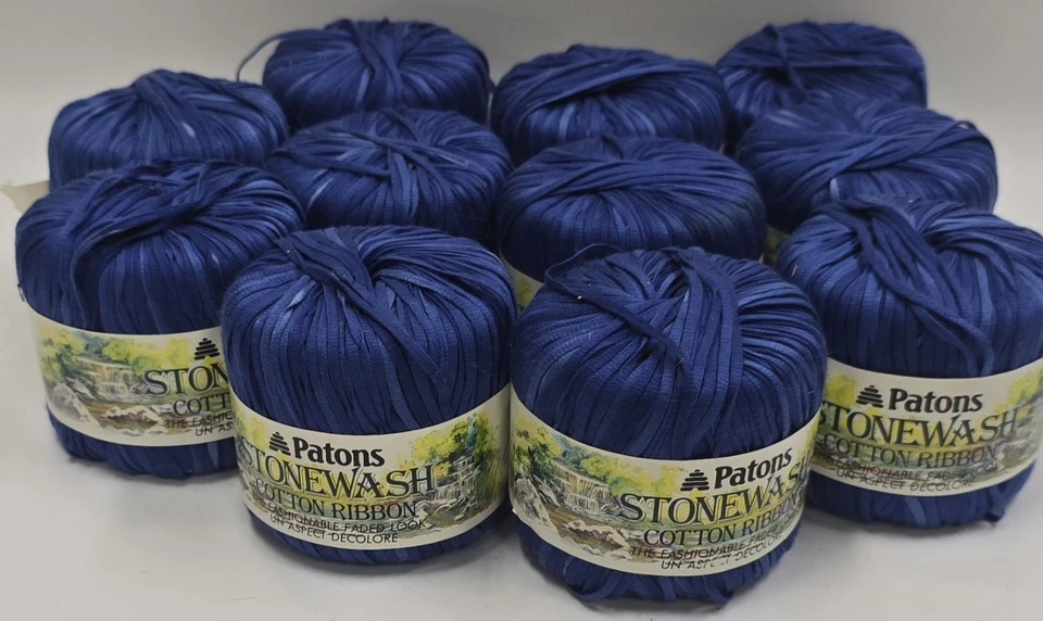 Patons StoneWash Cinta Algodón Azul Lote De 11 Hecho En Italia Foto 2 de 4