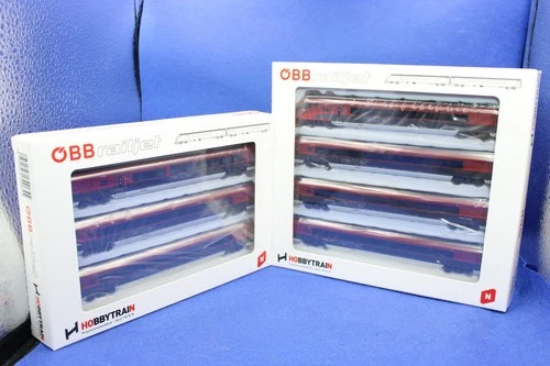 Hobbytrain 25224/25225 Track N ÖBB Railjet 7 Pieces in Red/Black/New/Original Packaging