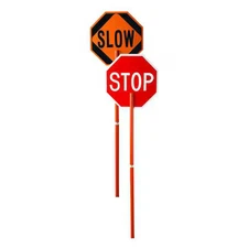 Zoro Select 03-822P Traffic Paddle Sign, 2-Sided Stop/Slow, Engineer