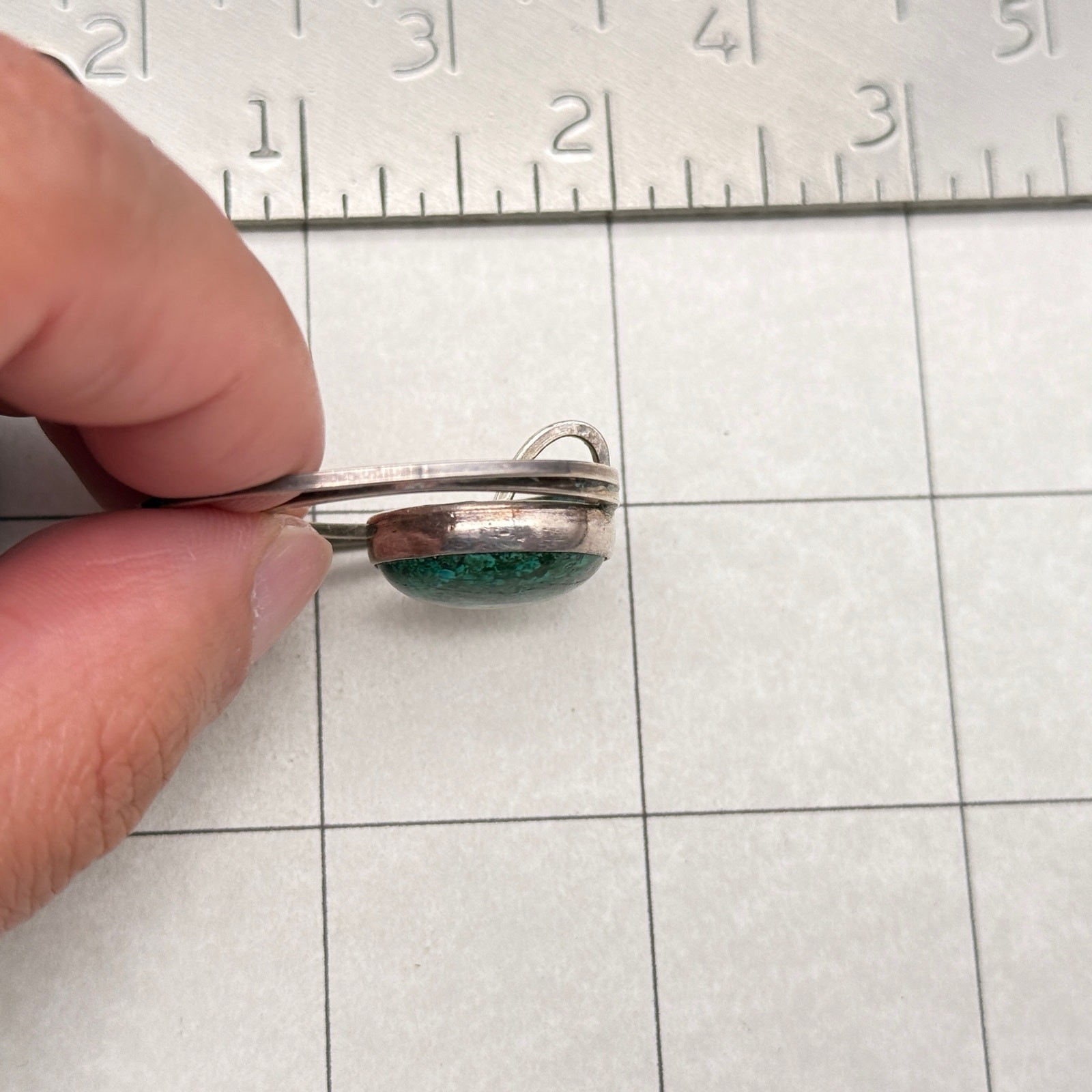 Vintage Modernist Green Eilat Stone Sterling Silver Pendant