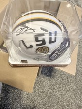 ODELL BECKHAM JR. AUTOGRAPHED LSU WHITE SPEED MINI HELMET New York giants 