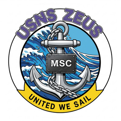 USNS Zeus Decal - Military Sealift Command Decal - 4'' MSC Sailor Decal