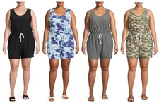Terra & Sky Women's Plus Size Sleeveless Romper