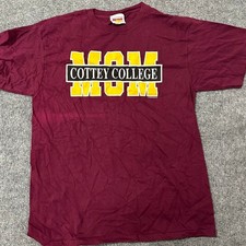 Sportas T-Shirt Womens XL Maroon Cottey College Mom Cotton Made in USA Graphic