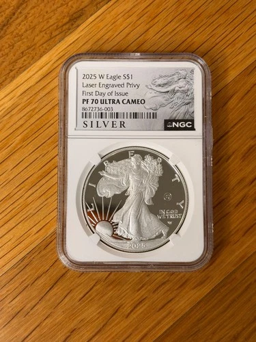 2025-W Proof $1 American Silver Eagle Laser Beam Privy NGC PF70UC FDI First