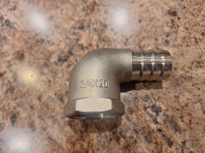 304 Stainless Steel Hose Barb Fitting Elbow 3/4''Hose x 3/4 NPT Female Pipe