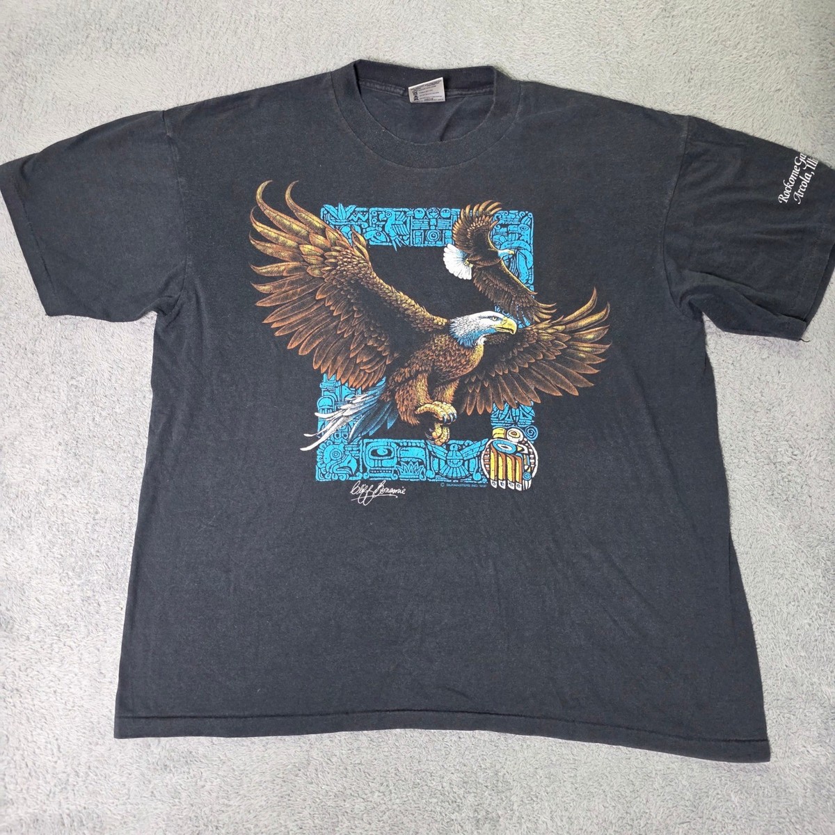 Oneita Mens XL T-Shirt Black Vintage 1990 Eagle Cliff Bonamie Rockome Gardens