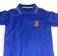 Psycho Bunny boys Blue Cotton Knit Polo Shirt Size 7-8 for kids Logo Trim