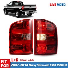 Halogen Tail Lights Pair For 2007-2014 Chevy Silverado 1500 2500 Hd Lhrh Wbulb Halogen Tail Lights Pair For 2007-2014 Chevy Silverado 1500 2500 Hd Lhrh Wbulb
