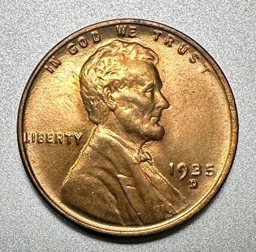 1935-D  LINCOLN CENT   GEM BU  RED  #1890