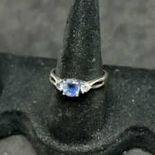 925 Sterling Silver Blue Topaz CZ Ring Sz 6.5 - 2.22g