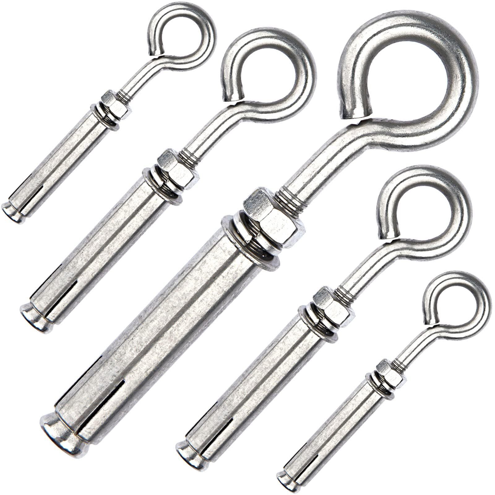 Heavy Duty M8 Stainless Steel Shoulder Eye Bolts with Expansion Lag