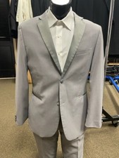 Heather Grey tuxedo jacket and matching pants 40R and 34 waist pants slim fit