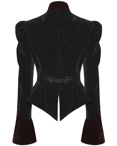 Punk Rave Womens Gothic Jacket Black Red Velvet Steampunk VTG Victorian Vampire - Picture 2 of 12