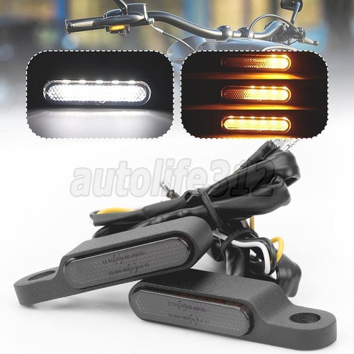 4X 6 LED Motorcycle Turn Signal Indicator Flowing Amber Blinker White DRL Light - Picture 5 of 16