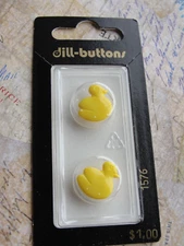 Vintage DILL Buttons Yellow Duck Rubber Ducky Ducks FUN Novelty NOS 9/16" NOV