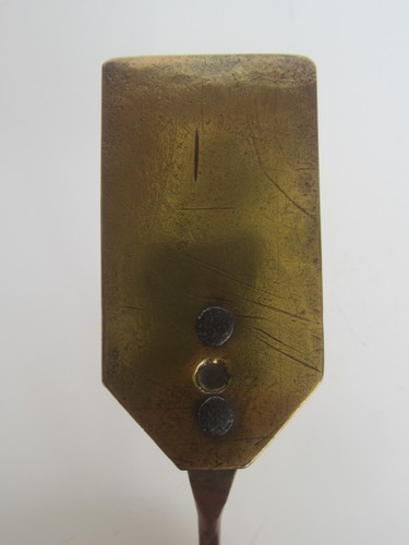 Antiker handgeschmiedeter Kaminspachtel aus Messing & Kupfer aus dem 19. Jahrhundert (15 1/2") - Bild 9 von 16