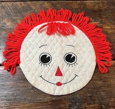 Vintage Handmade Raggedy Ann Andy Round Pillow Slipcover 12  Pillow Cover