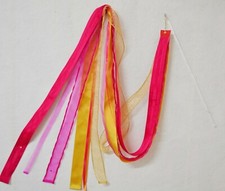 Magenta/Gold Streamer w 18" Rod - Christian Worship Dance Ribbon Flag