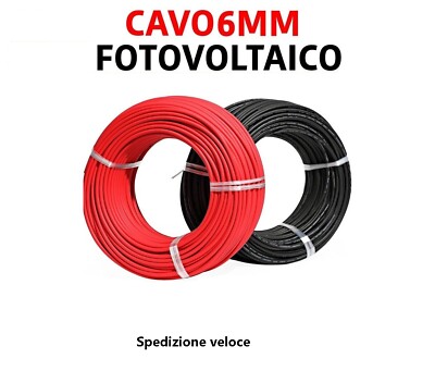 MAS Premium Cavo solare H1Z2Z2-K 4, 6, 10 mm², 5-200 m, senza alogeni, doppio isolamento, installazione libera o fissa in impianti fotovoltaici (H1Z2Z2-K 4, nero, 5 m