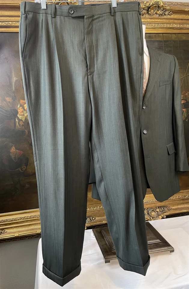 Traje Caravelli 44L 38 x 32 Gris Espiga Rayas Super 150's Mezcla Poli 3Btn Foto 2 de 4