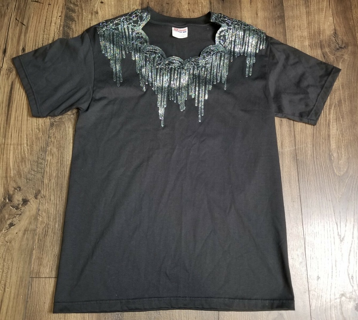 Vintage 90's Mens M Custom Glitter Drip Puff Paint T Shirt Vintage 90's Mens M Custom Glitter Drip Puff Paint T Shirt