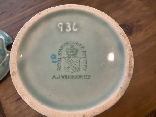 Vintage A.J Wilkinson jam pot majolica, with lattice & fruit pattern green - Picture 4 of 4