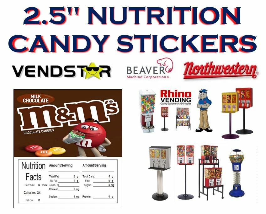2.5 x 2.5 Bulk Vending Label Candy Machine Sticker Gumball MM PLAIN