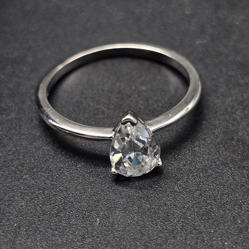 NVC Pear Cut CZ Ring Size 8 Silver Plated Band Tear Drop  - Foto 3 di 10