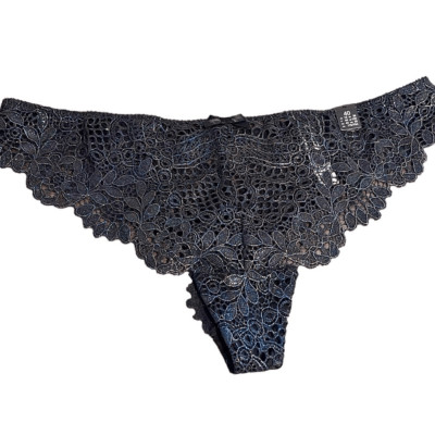NWOT Etam Womens Lace Keyhole Bikini Bottom Black Size M/40