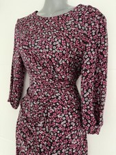 Zara Pink Floral Gathered Ruched Drape Dress Size Medium BNWT
