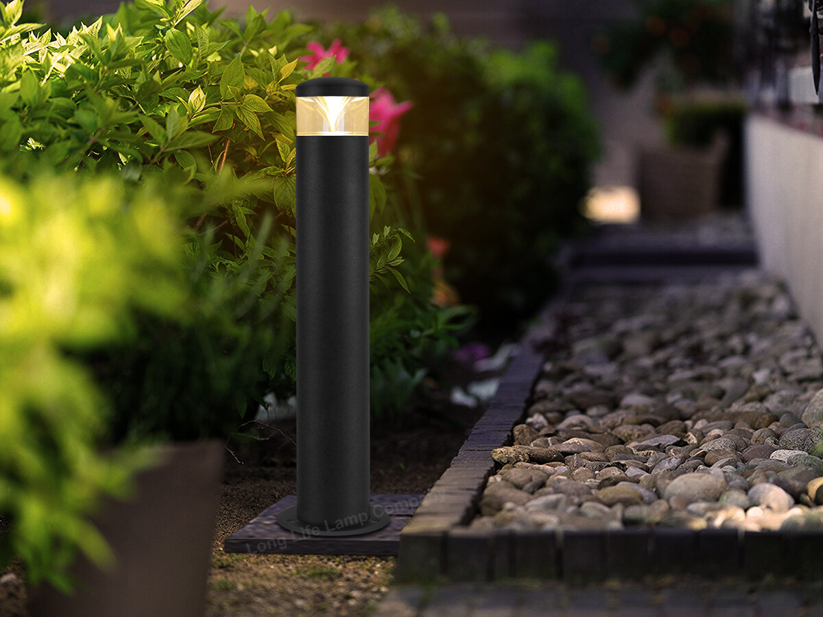Modern BLACK Stainless Steel Garden Bollard Post Outdoor Pathway Light
