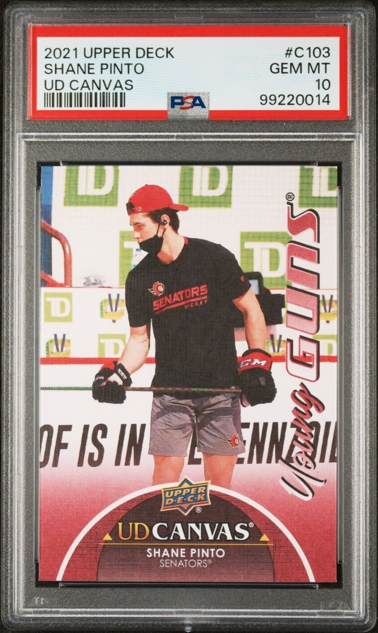 2021 UPPER DECK SERIES 1 SHANE PINTO YOUNG GUNS CANVAS ROOKIE #C103 PSA 10