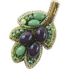 DIY Jewelry Making Beading kit Olives Brooch Bead Embroidery Pin Needlepoint