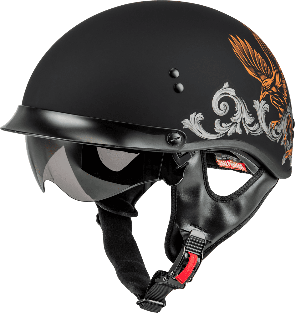Gmax HH-65 Corvus Half Face Motorcycle Helmet with Peak Visor | eBay