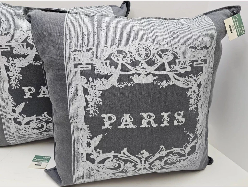 Par de almohadas Ashland Paris Theme Throw Acent 18x18 gris carbón nuevas con etiquetas Foto 3 de 4