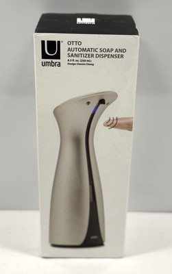 Umbra Automatic Soap Dispenser Sanitizer Otto Dennis Cheng in Nickel & Black