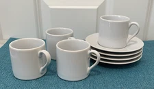 ESPRESSO SET White 4 oz Cups & Saucers-Set of 4 DEMITASSE-ESPRESSO- EUC