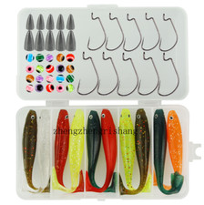 50Pcs/Box Texas Rigs Accessories Kit Soft Lures Sinkers Hooks Swivels Tackle