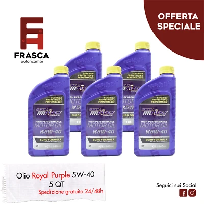 Olio Motore Sintetico 5W40 Royal Purple Alte Prestazioni API SP Acea A3 B4 21