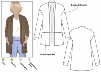 Style Arc Schnittmuster Koralle Strickjacke Größen 18-30