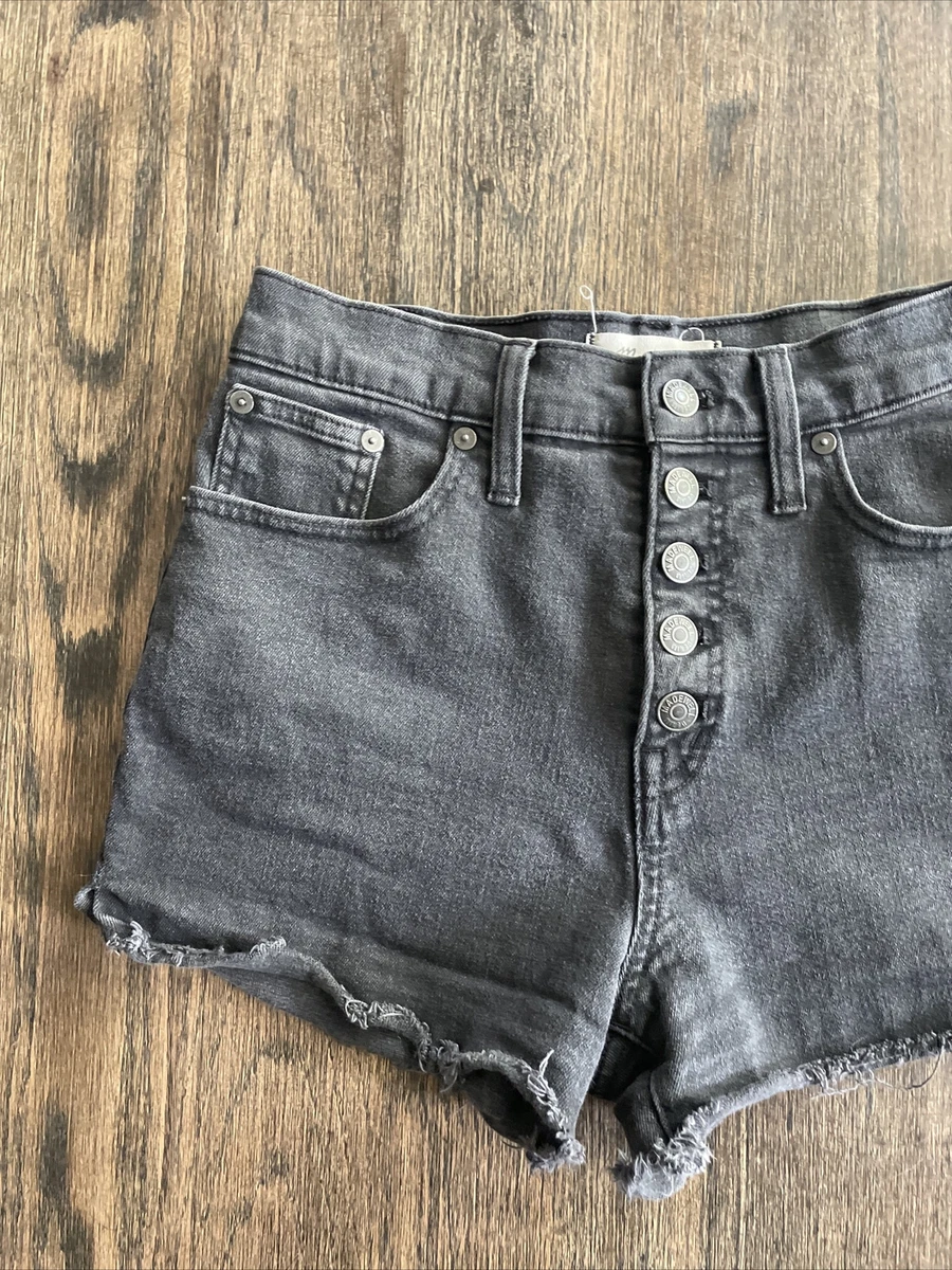 Madewell high rise hotsell denim shorts black