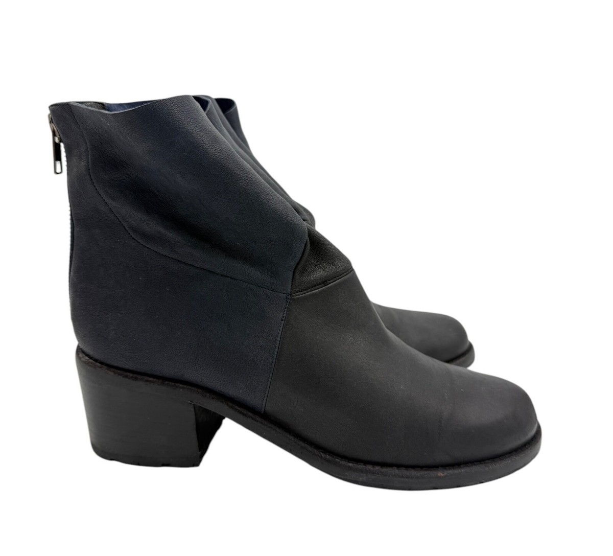 LD Tuttle Boots Size 8 Black Leather Button Zip Up Ankle Bootie Made in Italy