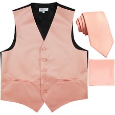 New Men's Mauve Pink vest Tuxedo Waistcoat 2.5" necktie hankie set wedding