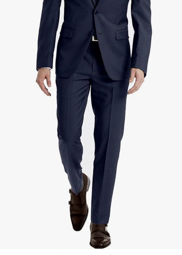 Calvin Klein 33W x 30L Men's Navy Blue Wool Extreme Slim Fit Flat Pants $199