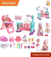 Educational 12  Baby Doll Play Set for Kids - Crib, High Chair  21 Accessories