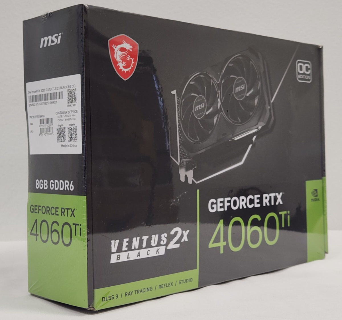 MSI GeForce RTX 4060 Ti VENTUS 2X BLACK OC 8GB Graphics Card 8 GB