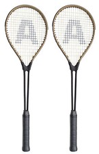 ANRO 200 X Tender 2 x Metal Mid Head Squash Racket Black Gold Frame Fully Strung