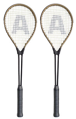 ANRO 200 X Tender 2 x Metal Mid Head Squashschläger schwarz gold Rahmen voll besaitet